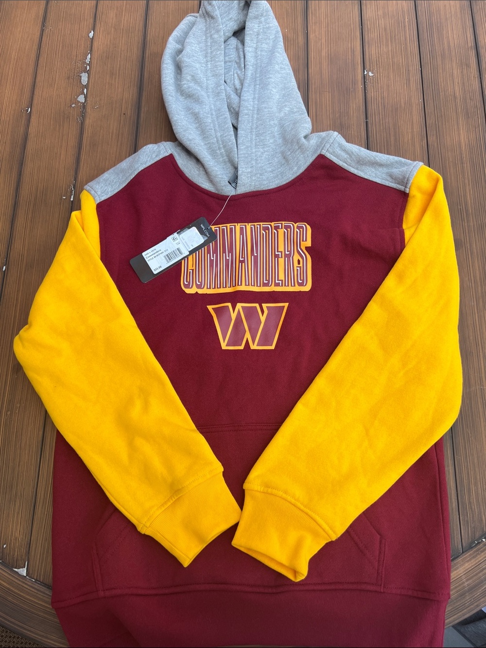 Youth L 14/16 Commanders Colorblock Pullover Hoodie - Maroon/Gold
